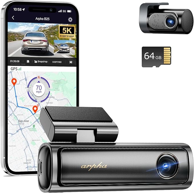 Arpha B25 2CH Dash Cam 5K with ADAS Smart Voice Control 24H Parking Mode - AZDOME Official Stores