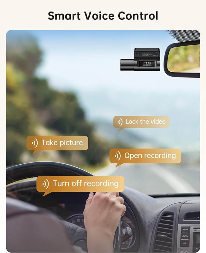 Arpha A12 1CH Dash Cam 2K with Voice Control 24H Parking Mode - AZDOME Official Stores