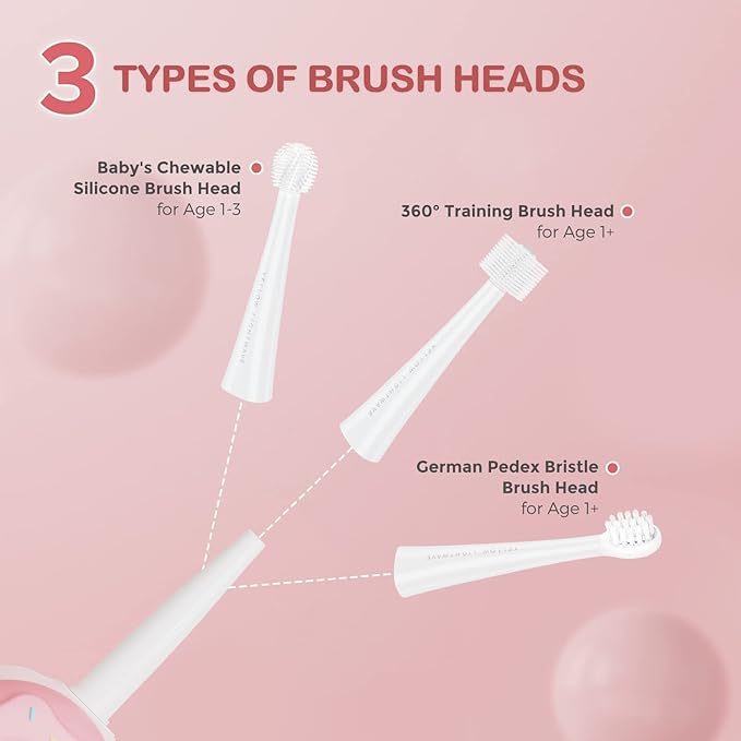 Arpha X3-M Kids Electric Toothbrush Age 1-8 Rechargeable Battery 3 Brush Heads - AZDOME Official Stores