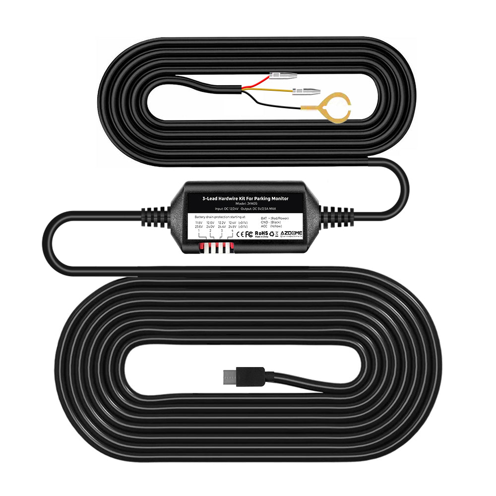 AZDOME JYX05 3-Lead Acc Hardwire Kit Type-C Port, 12ft with Fuse Kit - AZDOME Official Stores