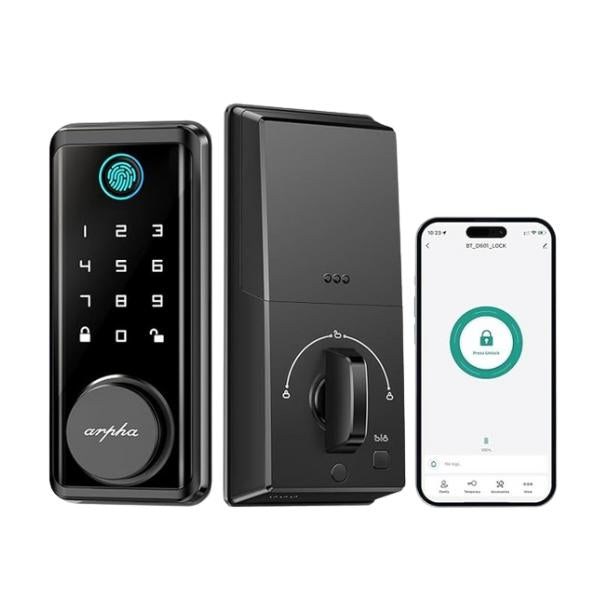 Arpha D601 Electronic Keypad Deadbolt Lock with Fingerprint Unlock APP Control - AZDOME Official Stores
