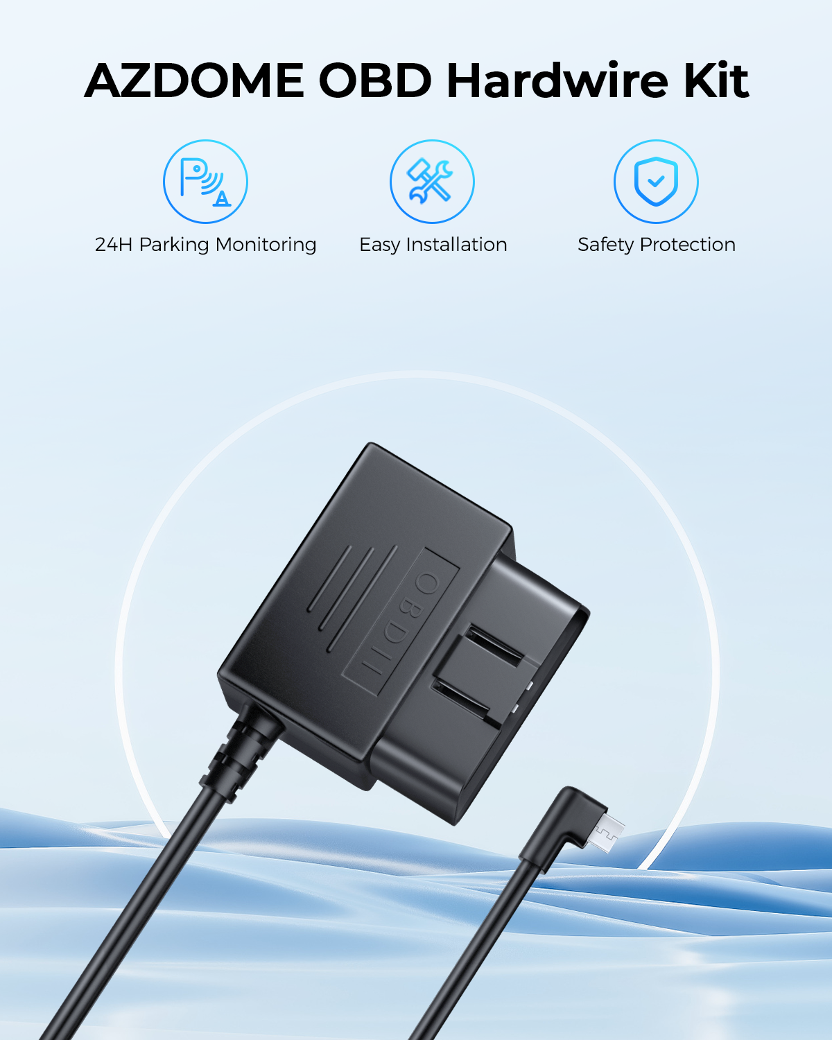 AZDOME OBD Hardwire Kit Mini USB Port, Support Parking Mode, 11FT 12V-24V to 5V for M550 M550 Pro GS63H M63 Lite PG 17 Dash Cam - AZDOME Official Stores
