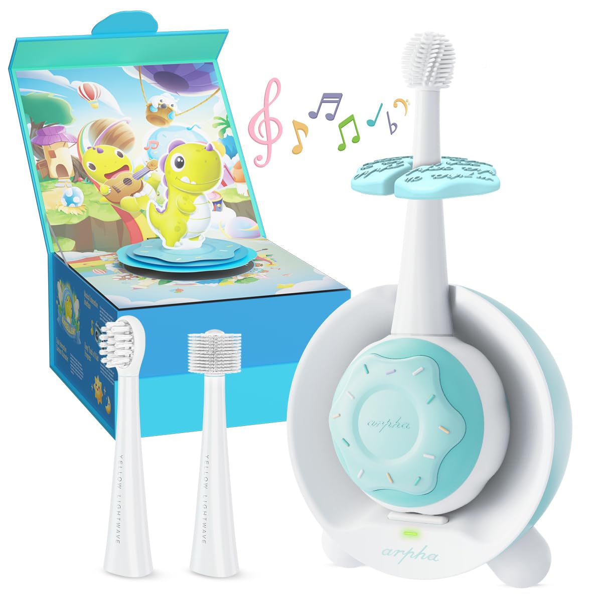 ARPHA X3 Plus Electric Toothbrush for Kids 1-8 Rechargeable with 3 Replacement Heads