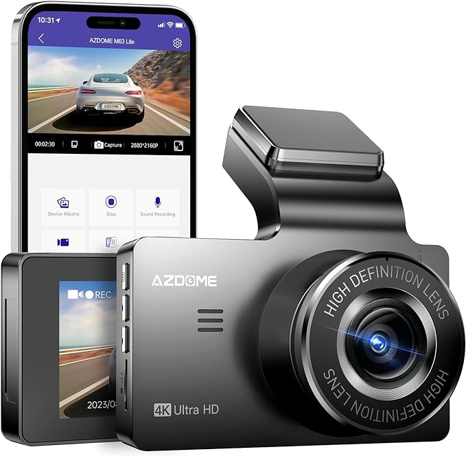 AZDOME M63 Lite 1CH Dash Cam 4K with 3" Screen WDR Night Vision 24H Parking Mode
