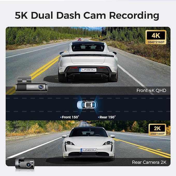 LINGDU LD06 2CH Dash Cam 4K+2K Voice Control 24H Parking Mode No Battery - AZDOME Official Stores