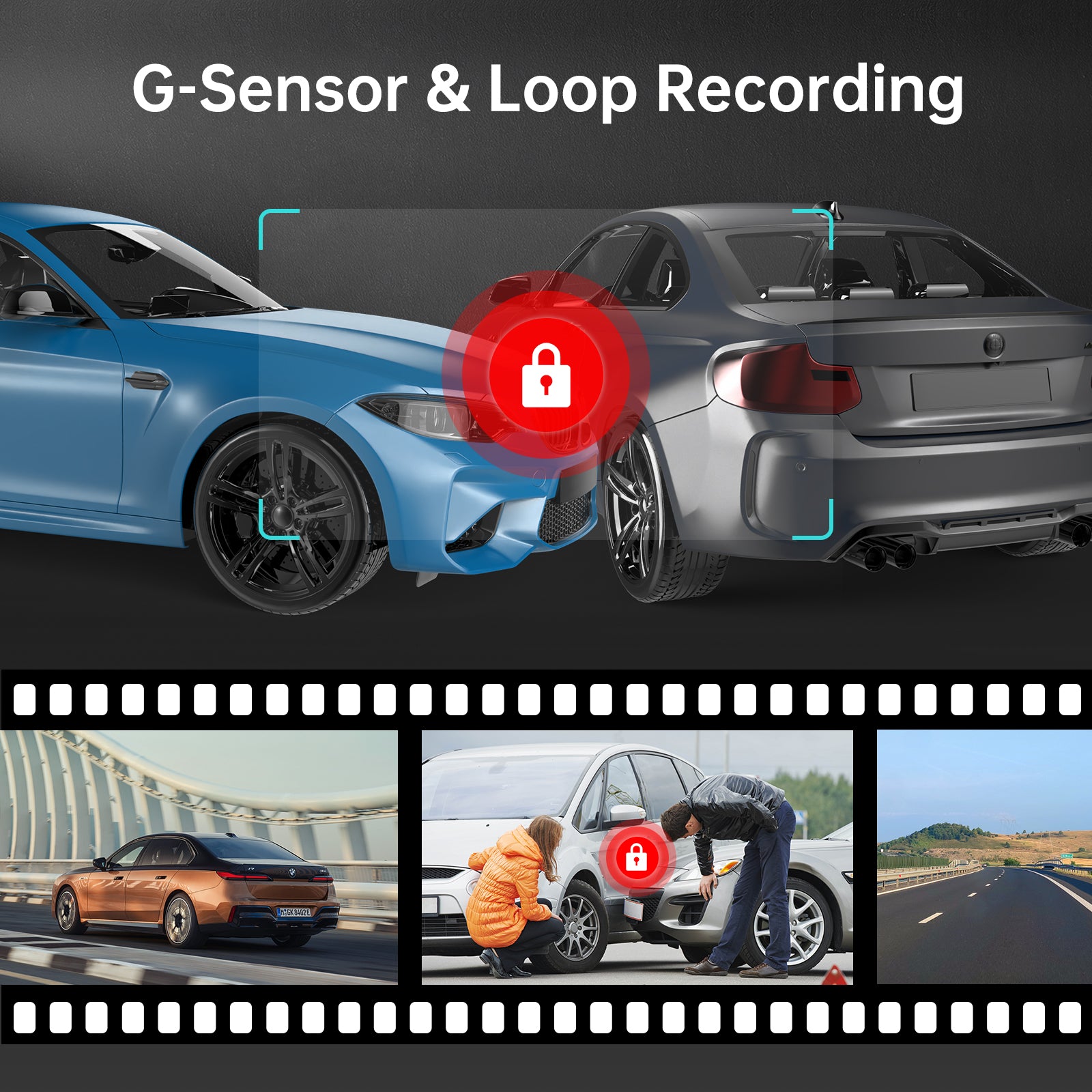 AZDOME M330 1CH Dash Cam 1080P with 0.96" Screen Voice Control 24H Parking Mode