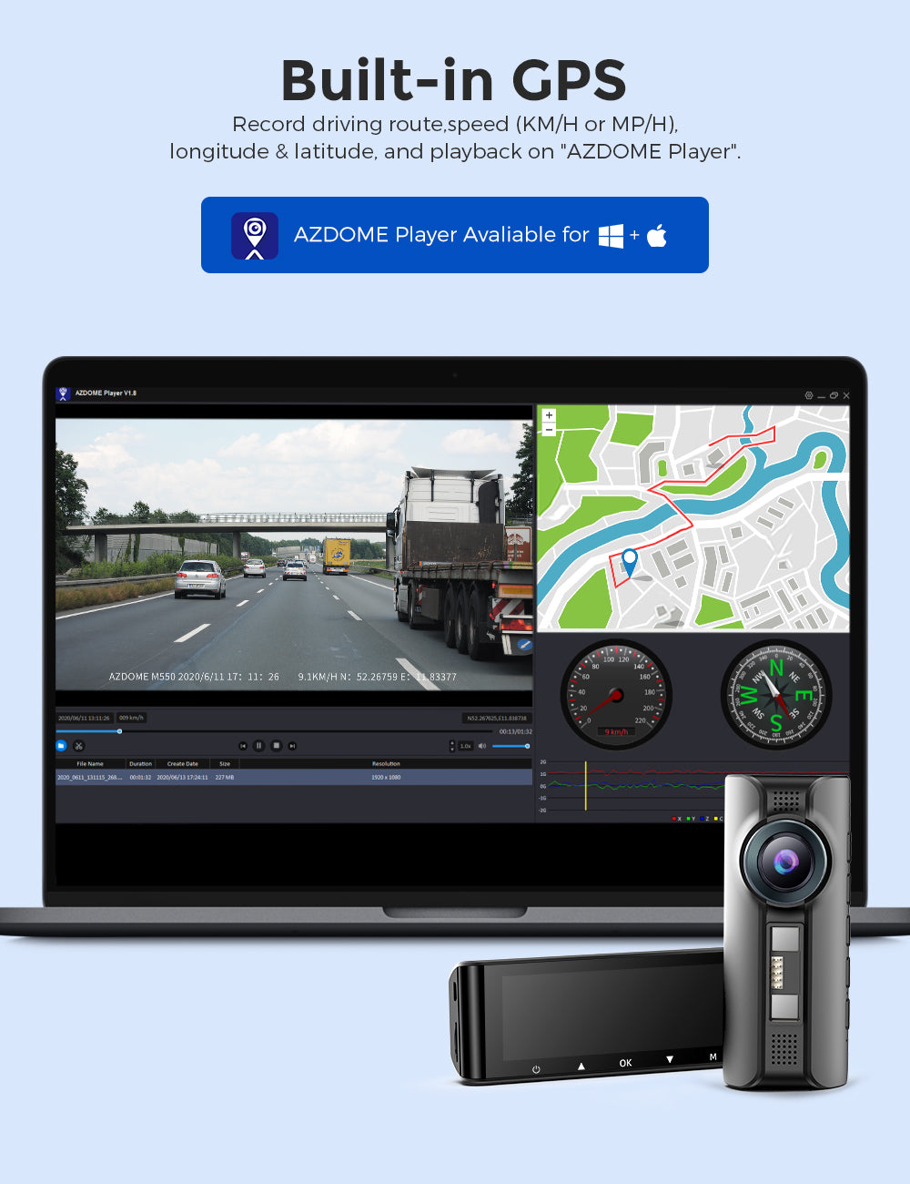 AZDOME M550 3CH Dash Cam 4K with 3.19" Screen IR Night Vision 24H Parking Mode