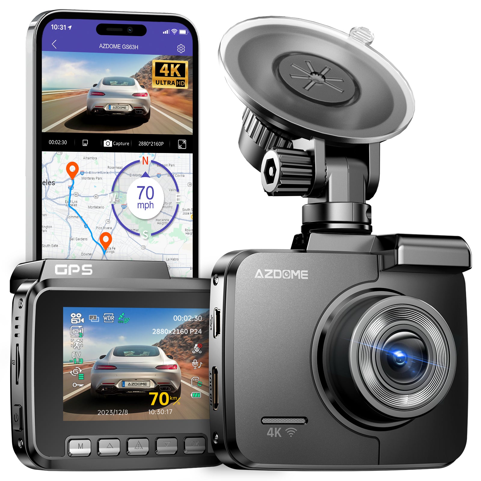 AZDOME GS63H 1CH Dash Cam 4K with Super Night Vision - AZDOME Official Stores