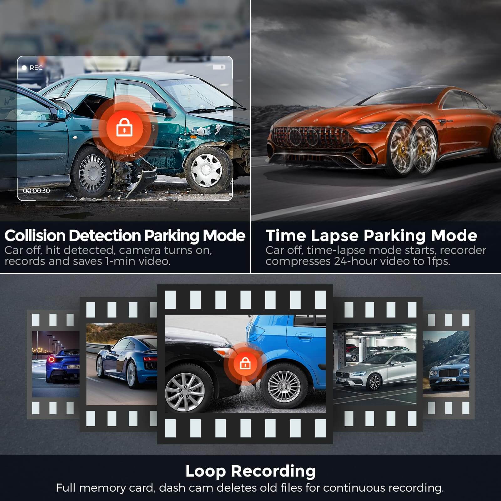 LINGDU LD05 2CH Mirror Dash Cam 2K with 12" Touch Screen Super Night Vision No battery